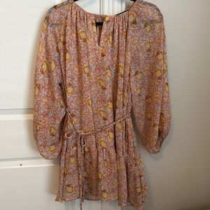 Tie Waist Multi Color Dress, MEDIUM